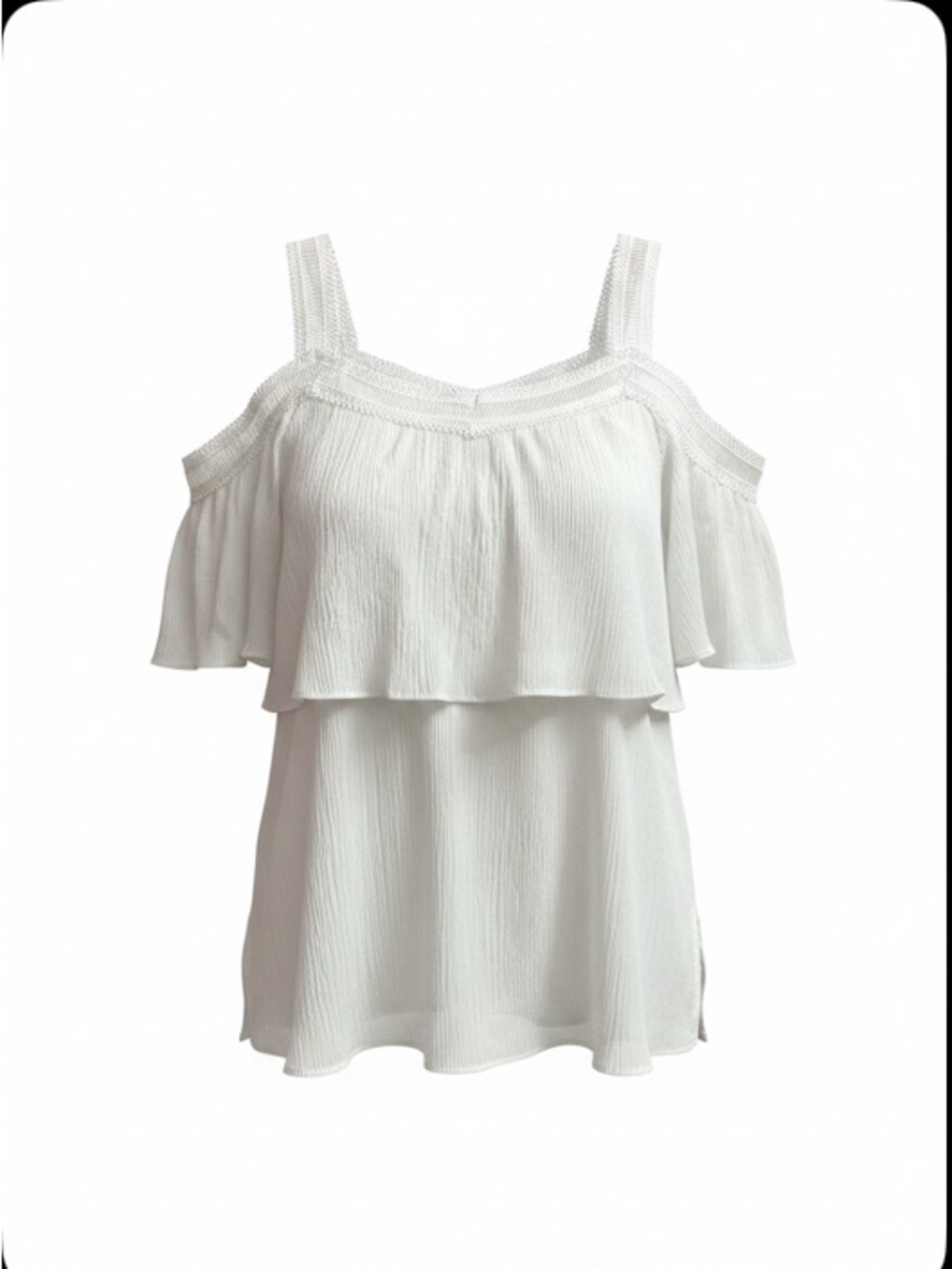 White Off-Shoulder Ruffle Women's Top